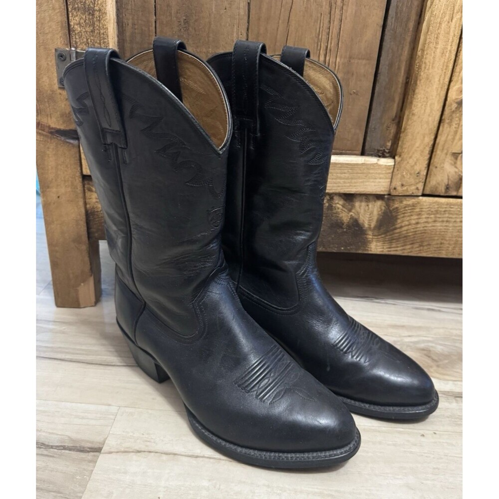 Ariat Heritage R-Toe Black Leather Western Cowboy Boots Mens‎ 9.5EE 10002192